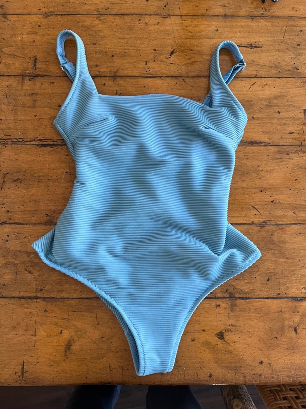 Heidi Klein Light Blue Ribbed Women's Large One-Piece Swimsuit